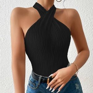 Elegant Black Halter Top